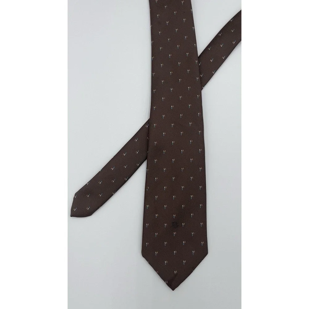 Vintage Christian Dior Paris-New York Brown Silk Mens Necktie Multicolor